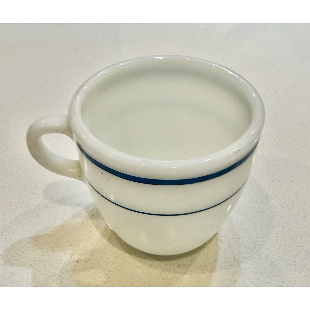 Vintage Pyrex 723 Blue Band Milk Glass Mug Coffee Mug